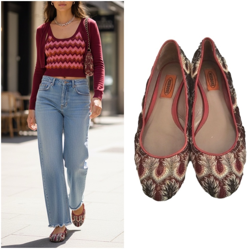 Missoni Vintage Y2K Embroidered Knit Flats